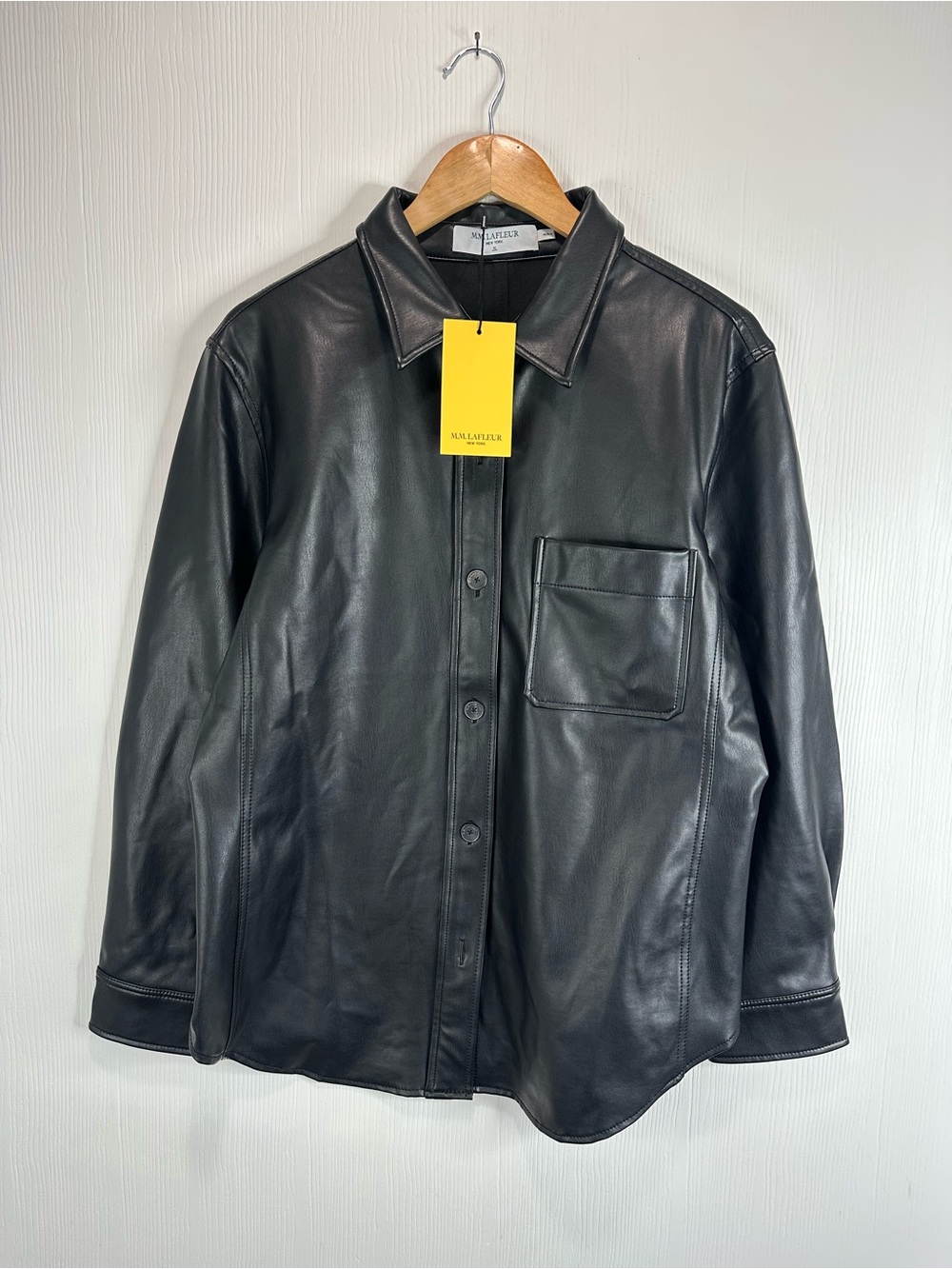 Black Leather M.M.La Fleur Overshirt/Jacket Size XL NWT